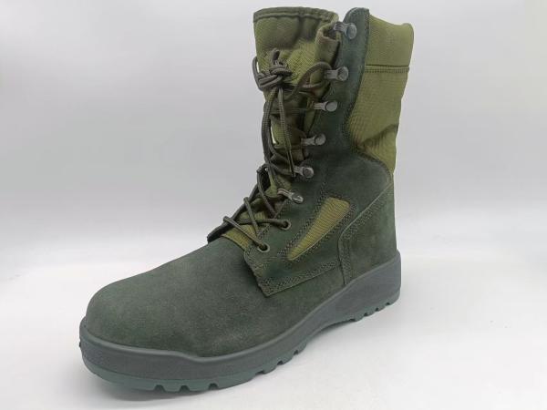 Chaussures de sécurité tactiques vert haut en suède en cuir respirant