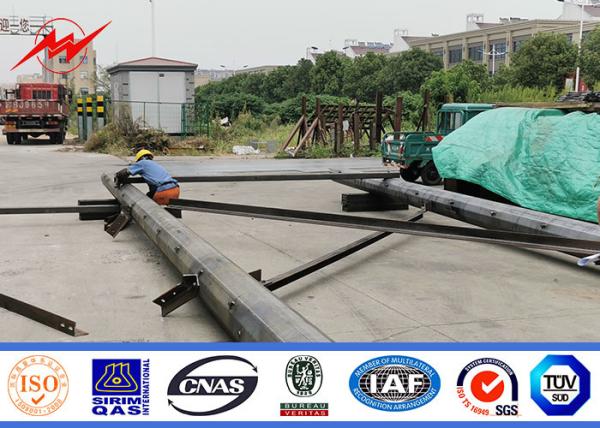 Hot Dip Galvanized Steel Pole Utility Power Electric Transmission Poles With Accessories