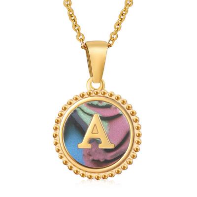 Unique Jewelry 16MM 18K Gold Plated Stainless Steel 3D Shell Letter Necklace Women'S Letter Pendants
