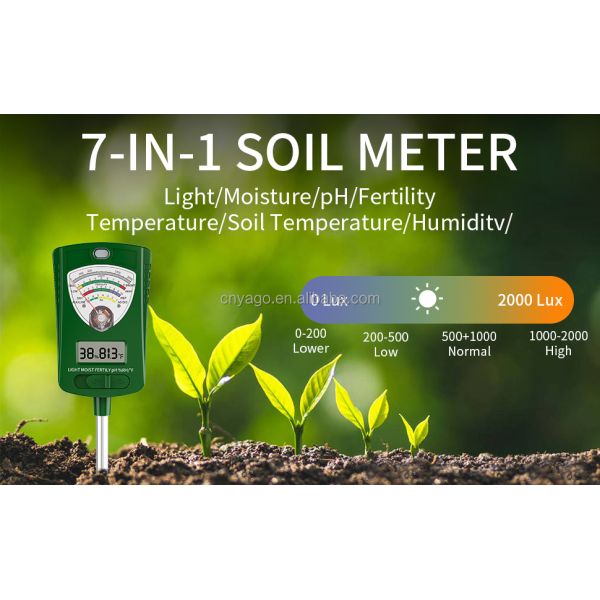 7 In 1 Digital Soil Analyzer With LCD Display For Accurate Garden Light Moisture PH Monitoring