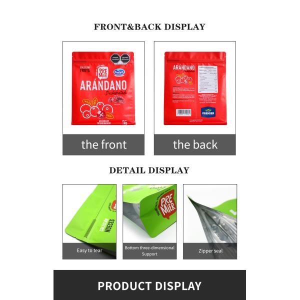 Sealing Stand Up En137 Dried Food Packaging Bag Pouch Zipper Accept Custom