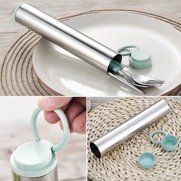 21*3.2cm 4PCS чеканят зеленый Flatware кухни устанавливают палочки с вилкой и ложкой