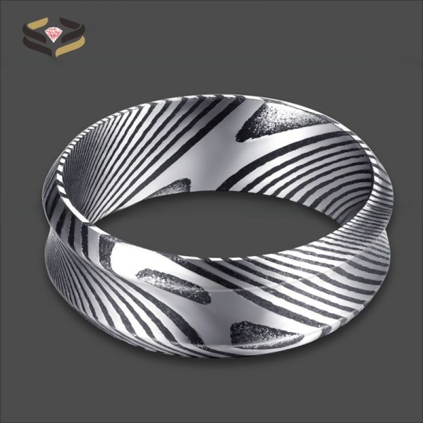 Black 8mm Damascus Steel Wedding Band Custom Made for Men and Women Invisible Setting Included Children's Gender Neutral