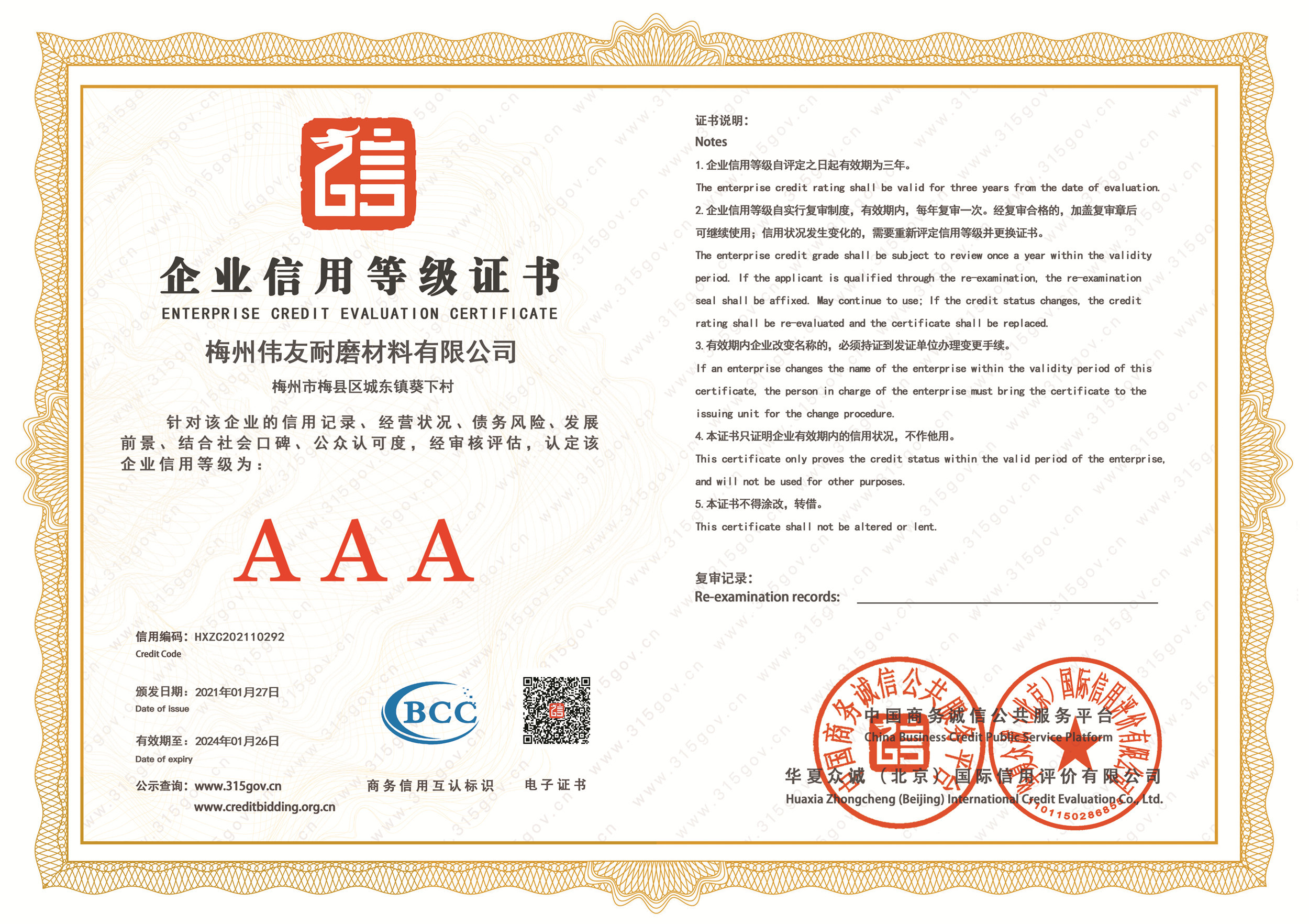 MEIZHOU WEIYOU WEAR-RESISTING MATERIAL Co., LTd. Сертификации