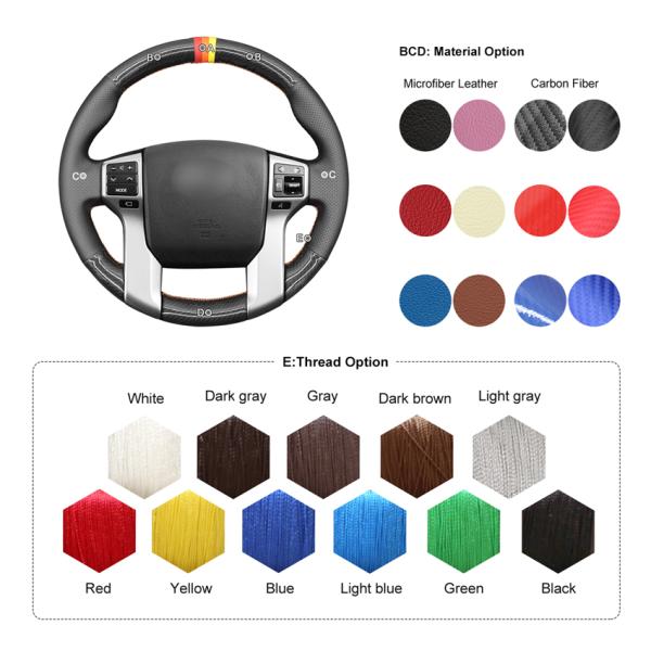 MEWANT Auto Parts For Toyota Land Cruiser Prado Tacoma Tundra Sequoia Best Leather Car Carbon Fiber Steering Wheel Cover