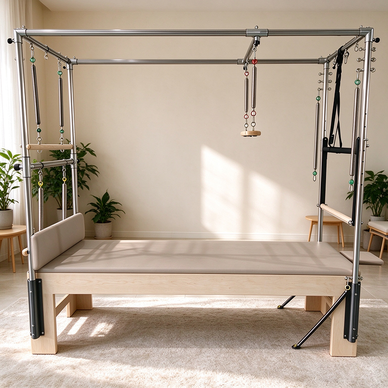 Solid Maple Professional Cadillac Pilates Machine Reformer Combo Customizable Upholstery