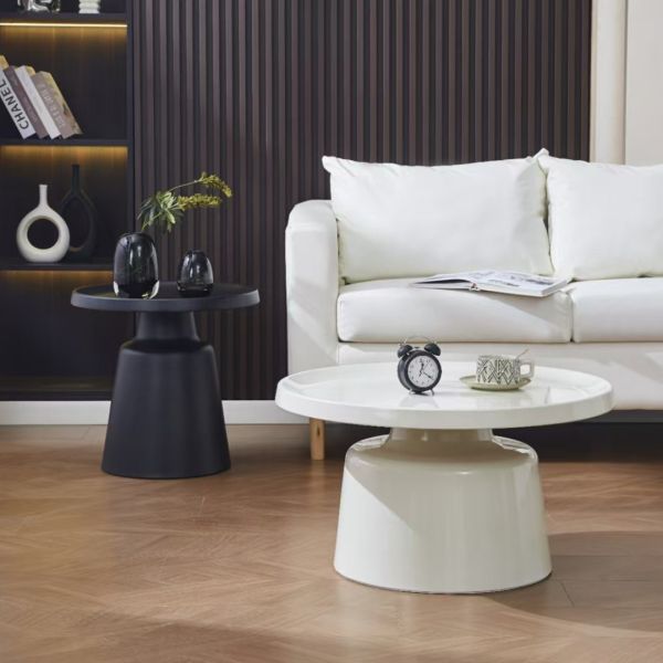 Nordic Modern Minimalist Round Metal Coffee Table for Small Spaces Portable Sofa Side & Center Table for Home or Office
