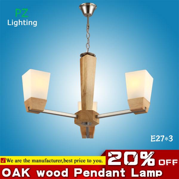 OAK Wooden pendant lamp glass lamp shade E27 light socket 100-240V AC available CE/ROHS