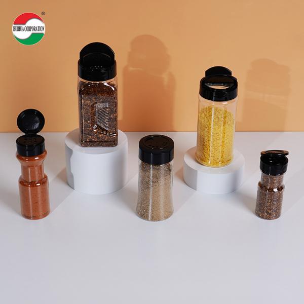 Tarro de plástico PET transparente de buena calidad con tapa de mariposa y tapa de rosca para especias, condimentos, alimentos y almacenamiento en recipientes de plástico