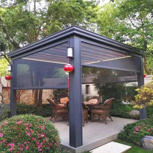Outdoor Garden Villa Courtyard Pavilion with Louver Turning Aluminum Alloy Veneer Roof Pergola