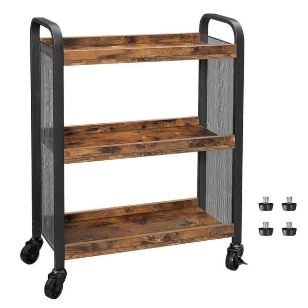 Serving Cart On Wheels, Narrow Kitchen Trolley, Industrial Design Rolling Cart, Small Rolling Cart, LRC66BX