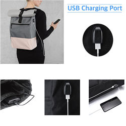 Recycled Waterproof Roll Top Backpack 17.7 Inch Casual Roll Top Travel Backpack