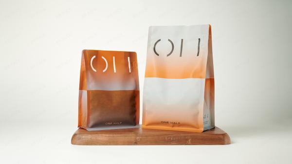 Kraft Paper Flat Bottom Pouch Customized Design For Daily Food Coffee Beans Packaging