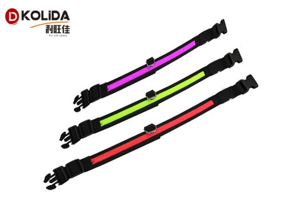 Nylon Night Safety Pet Flashing LED Flashing Dog Collar , Size S / M / L Easy Walk Dog Collar
