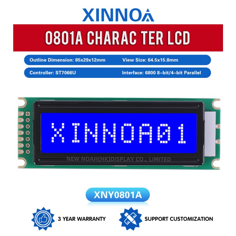 Blue Film 0801A Character Lcd Screen 85*29*12Mm Cob Lcd Module