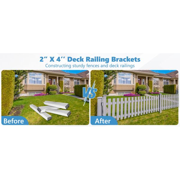 Fence Bracket 8 Packs, Galvanized 2x4 Brackets for Wood Rail, Fence Bracket Repair Kit