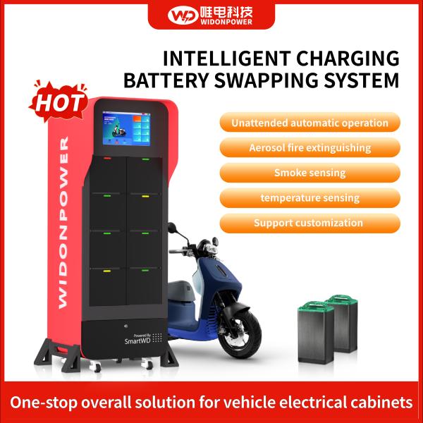 Smart Power 8-bay Hard connecté Station d'échange de batterie à insertion inférieure Ac220v 48v-72v Li-ion Compatible