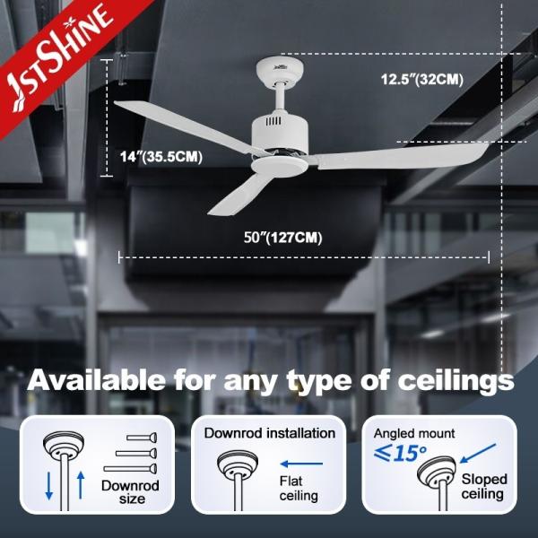 Estilo moderno 50 polegadas lâminas de ferro Metal ventilador de teto com controle remoto de 1stshine