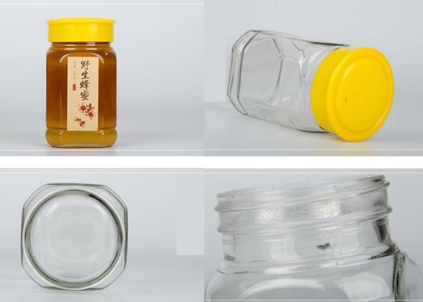 Recipiente de alimento quadrado de Honey Jars Empty Glass Jars do vidro com tampas plásticas