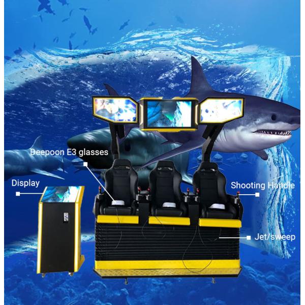 Black And Yellow Colour 3 Seats Virtual Reality Simulator 9D VR Cinema With Deepoon E3 Glasses