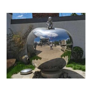 Внешний сад металла конспекта дизайна искусства ваяет скульптуру плода Яблока нержавеющей стали