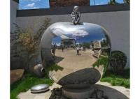 Esculturas de jardim de metal abstrato com design de arte externa em aço inoxidável escultura de fruta de maçã
