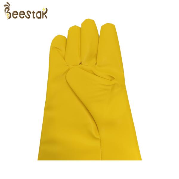 Желтые перчатки PU для пчеловодства с белыми перчатками безопасности пчеловодства рукава ткани с длинным тумаком