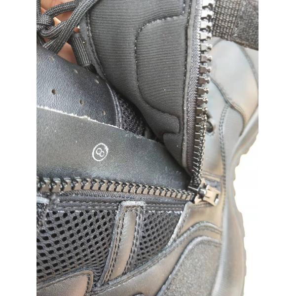 Cotton Fabric Military Leather Boots Lace Up Waterproof Side Zipper Boots