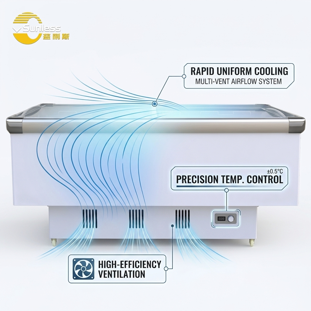 Single Temperature Sliding Deep Freezer CE Certified Freezer Chest Glass Top Double Door