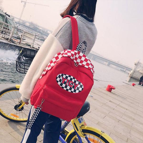 New 2018 backpack checkerboard pattern hip-hop street trend student bag