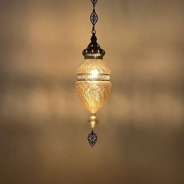 Light brown handmade glass Pendant lamp Moroccan bedroom bedside chandelier (WH-DC-76)