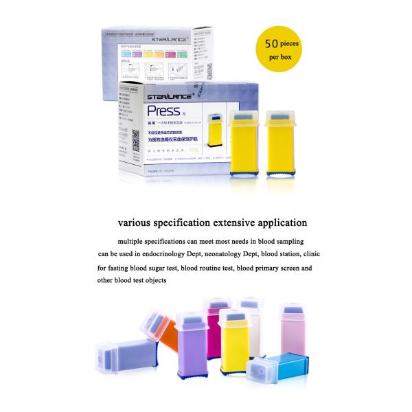 Pressure Activated Safety Lancet Disposable Medical Blood Sampling Device PVC material
