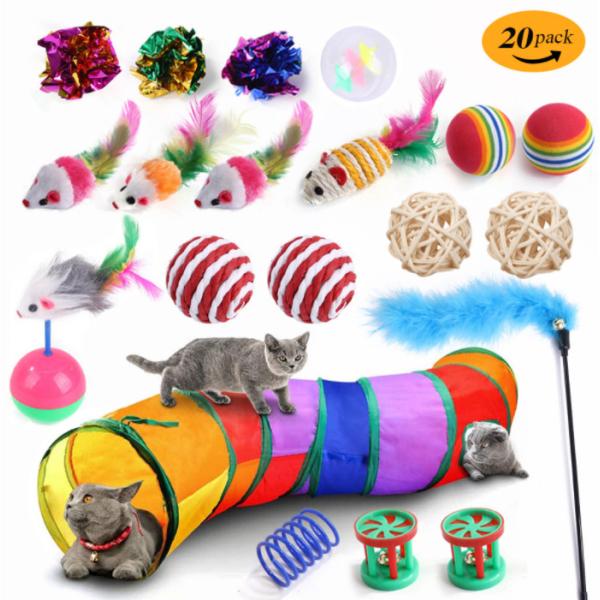Gray Pink Indoor Cat Tunnels Collapsible Interactive Toy
