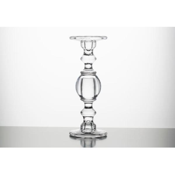 Large Pillar Taper Clear Color Glass Candle Holder Pressed 11.8 Inch Tall