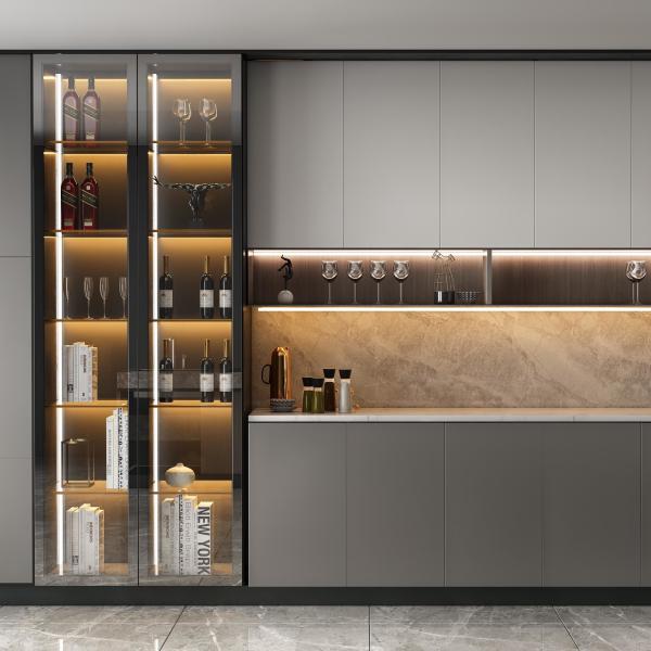 Projet de villa standard cuisine en bois finition de luxe armoire de cuisine en bois massif intelligent pour les entrepreneurs