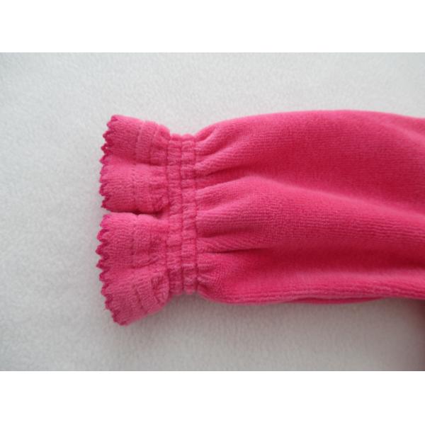 Fancy Sleeve Cuff Picot On Feet Long Sleeve Baby Velour Romper With Feet