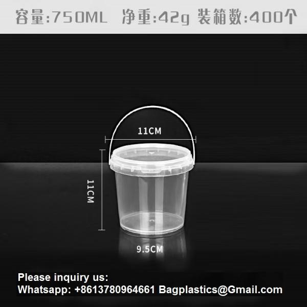 Bucket With Lid, Clear Bucket, Plastic Food Storage Container, Ice Cream Bucket, Reusable Container, Plastic Bucket, Tub With Lid, Storage Container, Round Plastic Pail, BPA Free, Pail With Handle