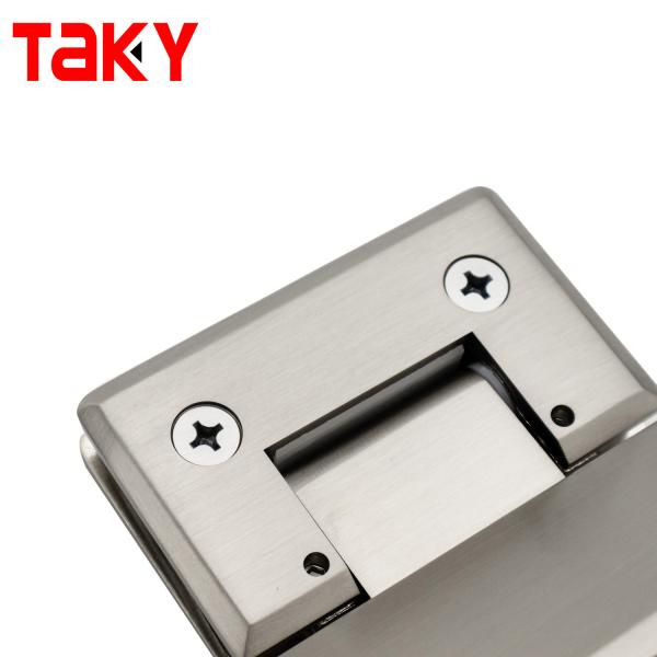 Brushed Nickel Glass Hinge 135 Degree Opening Angle Ideal for Glass Shower Enclosures