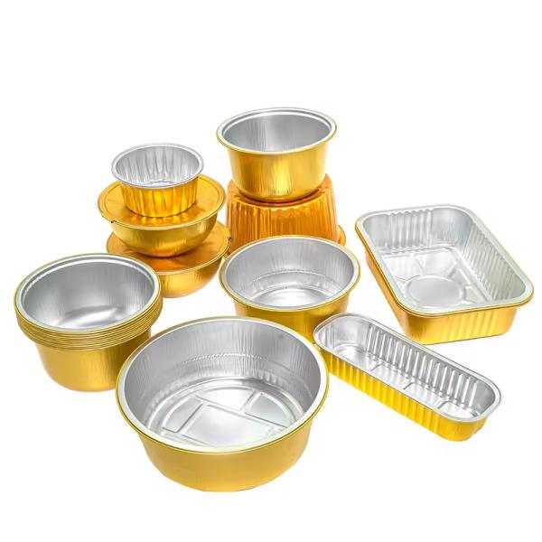 Restaurant Bakery Gold-color Baking Aluminum Foil Tray Container for Food Cooking