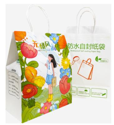 Custom Eco Friendly Paper Shoping Bag Waterproof Kraft Self Seal Paper Bag With Handle
