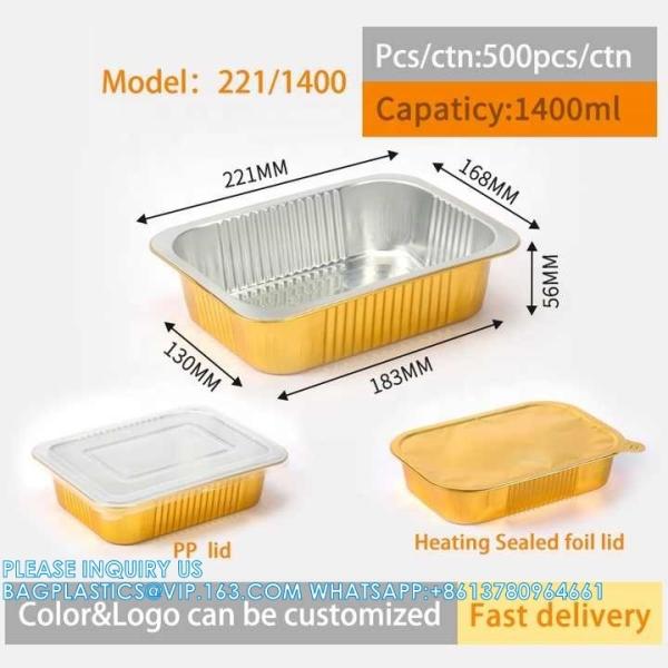 1050ml/220mm Length, Sturdy Aluminum Foil Pans With Lids For Cooking, Baking, Reheating, Freezer, Oven, Recyclable