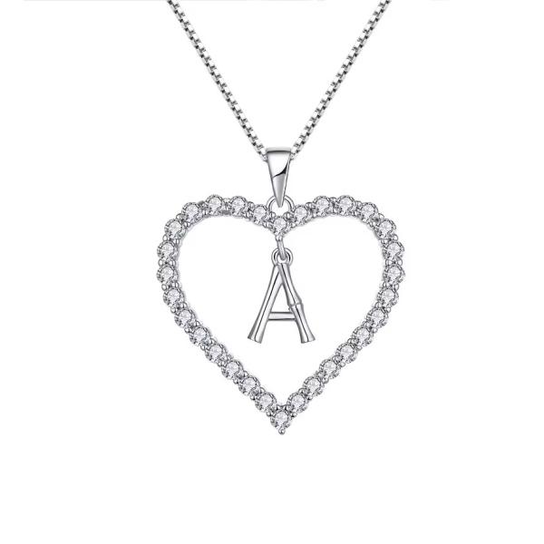 YASVITTI Fine Jewelry Necklace 925 Sterling Silver Heart-Shaped Necklace With A-Z Charms Letter