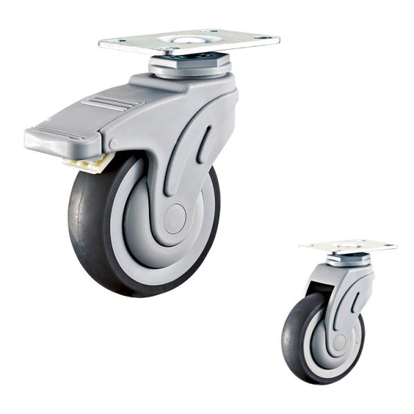 TPR 5 Inch Threaded Stem Casters , 135kg Loading Hospital Bed Caster Wheel