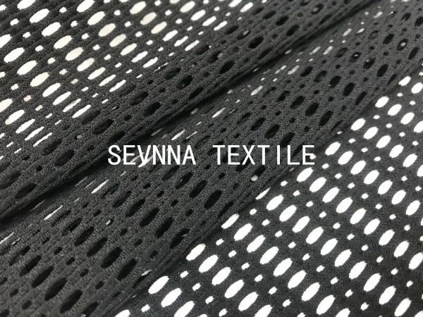 Sportswear Polyester Spandex Material Recycled Plastic Bottle Yarns Sport Net Mesh Fashion Apparel Cover Ups