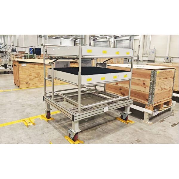 Third Generation Aluminum Alloy Lean Pipe Material Rack For Automotive Parts Lean Tube Trolley Rack For Auto Parts Storage and Transportation