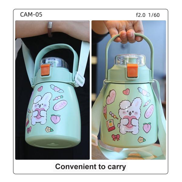 Capping Double Walled 32OZ Vacuum Stainless Steel Water Bottle with Removable Straw