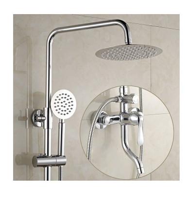 304 Stainless Steel Thermostatic Shower Mixer Set With Head And Handset Rain Style