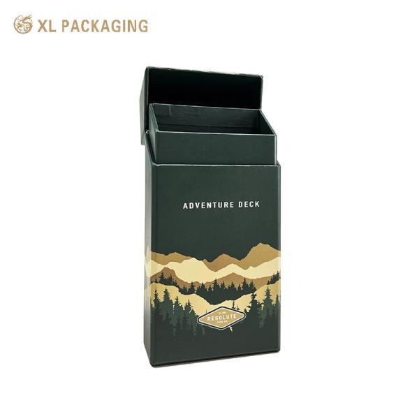 Wholesale Custom 3 Pieces Slant Cigar Packaging Box, CMYK Print Matte Lamination Dark Green Inside Rigid Tobacco Box