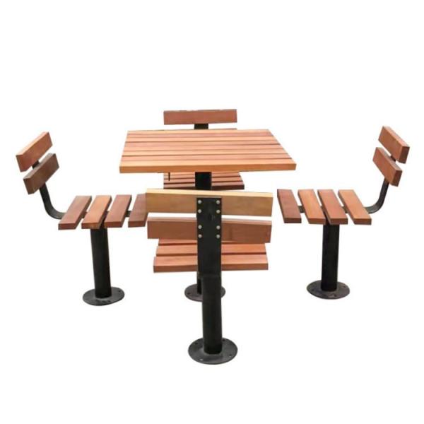 Community Park Rest Area Stainless Steel Wooden Chess Table And Bench