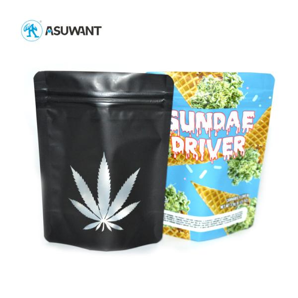 Resealable Mylar Food Bags Stand Up Gummies Pouch Pre Roll Packaging